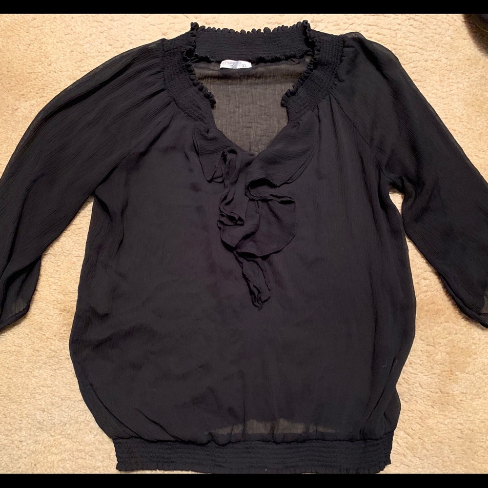 Old Navy black ruffle blouse